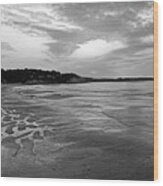 Singing Beach Sandy Beach Manchester By The Sea Ma Sunrise Black And White Wood Print