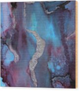 Singularity Purple And Blue Abstract Art Wood Print by Michelle Wrighton