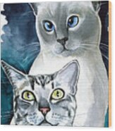Sini And Nimbus - Cat Portraits Wood Print