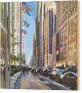 Sixth Avenue Flags Wood Print