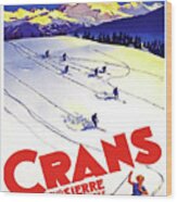 Ski Race, Crans, Switzerland, Travel Poster Wood Print