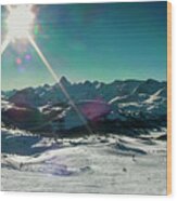 Skiing Sunshine Wood Print