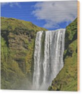 Skogafoss Waterfall Wood Print