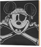 Skull And Bones Mickey Wood Print