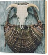 Skull Basket Wood Print