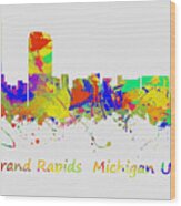 Skyline Of Grand Rapids  Michigan Usa Wood Print
