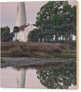 Smoky Morning At St. Marks Lighthouse, St. Marks Wildlife Refuge Wood Print