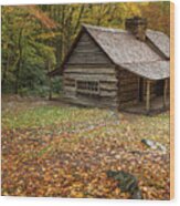 Smoky Mountain Cabin Wood Print