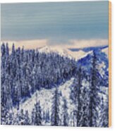 Snow Covered Mountains Wood Print