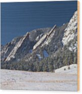 Snow Dusted Flatirons Boulder Colorado Panorama Wood Print