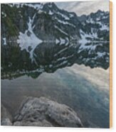 Snow Lake Chair Peak Dusk Reflection Wood Print