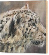 Snow Leopard Study Wood Print