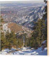 Snow On The Manitou Incline In Wintertime Wood Print