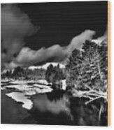 Snow On The Moose River Wood Print