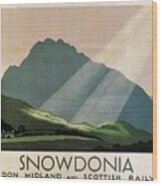 Snowdonia, Wales - London Midland And Scottish Railway - Retro Travel Poster - Vintage Poster Wood Print