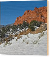 Snowy Fields At Garden Of The Gods Wood Print