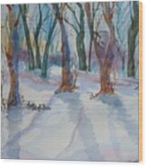 Snowy Shadows Wood Print