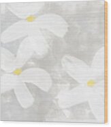 Soft White Flowers Wood Print