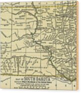 South Dakota Antique Map 1891 Wood Print