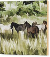 South Dakota Herd Of Horses Wood Print