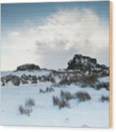 South Hessary Tor In The Snow Ii Wood Print