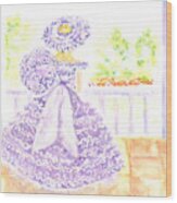 Southern Belle In Lavender Dress Wood Print