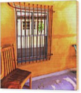 Southwestern Porch Distortion With Puple Floor Wood Print
