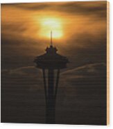 Space Needle Silhouette Wood Print