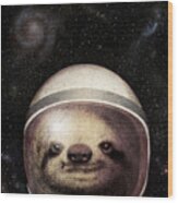 Space Sloth Wood Print