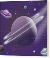 Planets And Galaxies Space Travel Wood Print