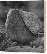 Split Rock In Black And White At Joshua Tree National Park Wood Print