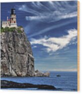 Split Rock Lighthouse On Glorious Summer Day Wood Print