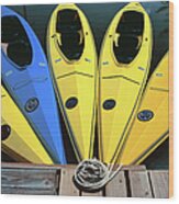 Sports Boat Photography - Yellow Kayaks Wood Print
