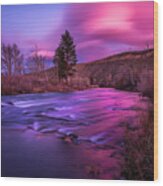 Spring Sunset Along The Truckee River Reno Nevada Wood Print