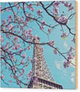 Springtime In Paris - Eiffel Tower Photograph Wood Print