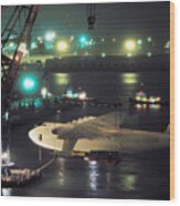 Spruce Goose Hanging From Crane February 10 1982 Wood Print