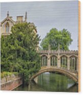 St Johns College And The Bridge Of Sighs In Cambridge University Wood Print