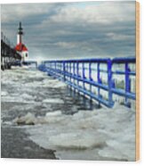 St Joseph Lighthouse Ice Wood Print