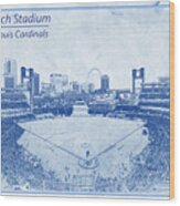 St. Louis Cardinals Busch Stadium Blueprint Words Wood Print