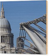 St Pauls Cathedral And The Millenium Bridge Wood Print