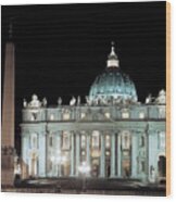 St Peter's Basilica By Night Wood Print
