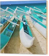 Stacked Canoes Wood Print