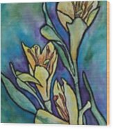 Stained Glass Flowers Wood Print