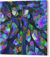 Stained Glass Tree Wood Print