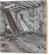 Stair In Old Abandoned  Building Wood Print
