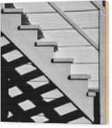 Stairs In Black And White Wood Print