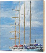 Star Clipper Tall Ship Wood Print