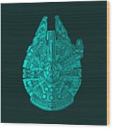 Star Wars Art - Millennium Falcon - Blue 02 Wood Print