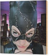 Stare Of A Cat Woman Wood Print
