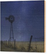 Starlit Country Night Wood Print